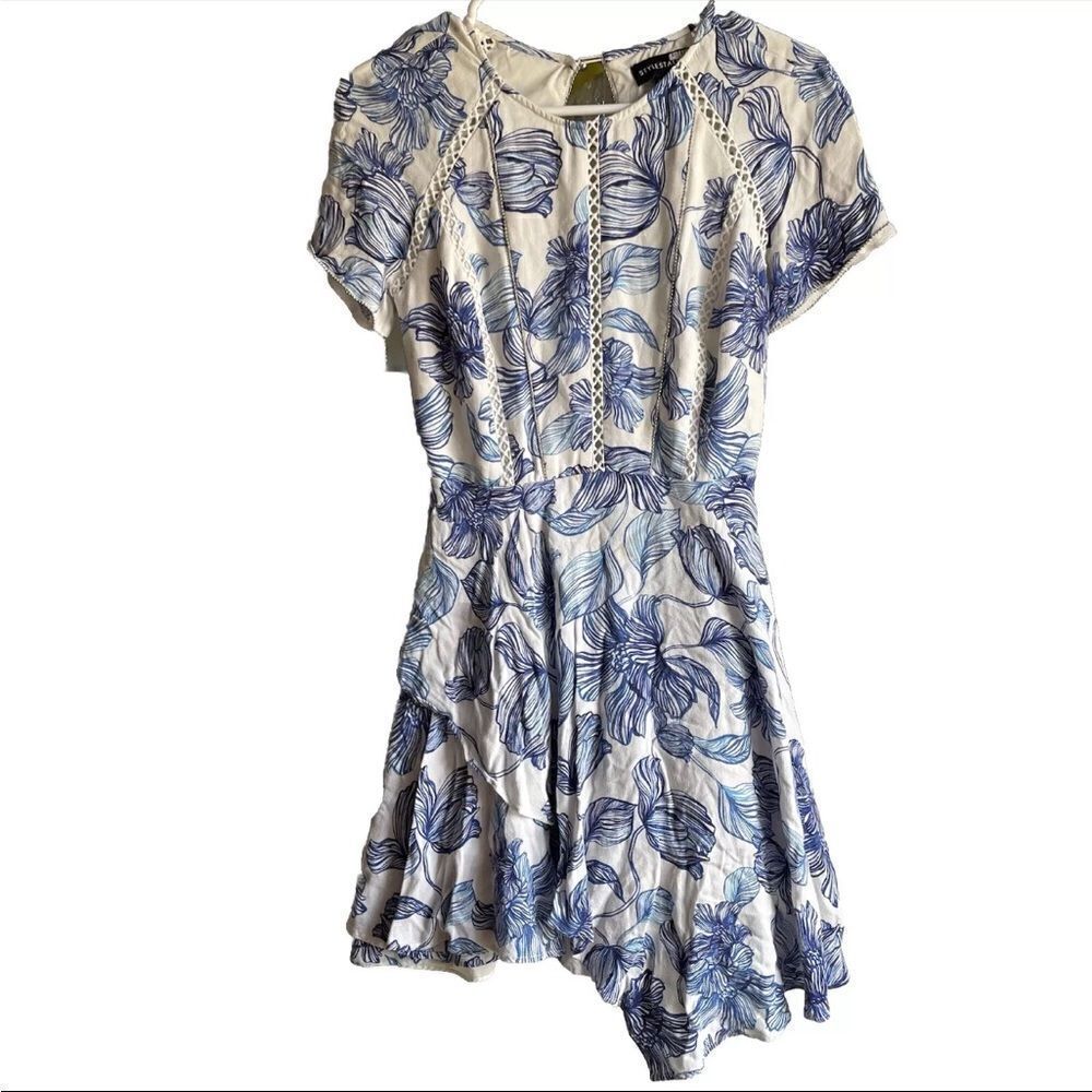 Stylestalker Womens Magnolia Floral Mini Dress Size Xs Open Back Layered Flutter
